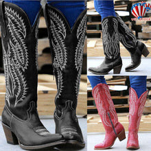 Load image into Gallery viewer, Women Ladies Cowgirl Cowboy Boots Ladies Knee High Block Heel Western Shoes Size - Ole Misc.
