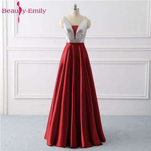 Load image into Gallery viewer, Beauty Emily Sequined A Line Gray Evening Dresses 2019 Long V Neck Formal Evening Gowns Party Prom Formal Party Dresses - Ole Misc.