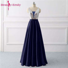 Load image into Gallery viewer, Beauty Emily Sequined A Line Gray Evening Dresses 2019 Long V Neck Formal Evening Gowns Party Prom Formal Party Dresses - Ole Misc.
