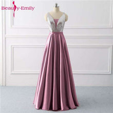 Load image into Gallery viewer, Beauty Emily Sequined A Line Gray Evening Dresses 2019 Long V Neck Formal Evening Gowns Party Prom Formal Party Dresses - Ole Misc.