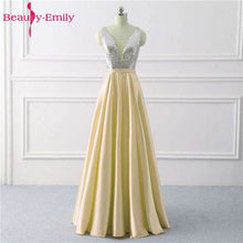 Load image into Gallery viewer, Beauty Emily Sequined A Line Gray Evening Dresses 2019 Long V Neck Formal Evening Gowns Party Prom Formal Party Dresses - Ole Misc.