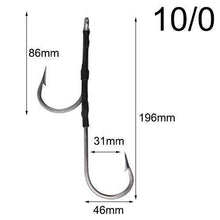 Load image into Gallery viewer, 3pcs Stainless Steel Assist jig fishing Hooks double sharp strong jigging hooks For Sea lure Fishing size 6/0~13/0 - Ole Misc.