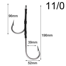 Load image into Gallery viewer, 3pcs Stainless Steel Assist jig fishing Hooks double sharp strong jigging hooks For Sea lure Fishing size 6/0~13/0 - Ole Misc.