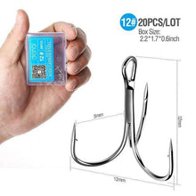Load image into Gallery viewer, DONQL 20pcs/ Set Treble Fishing Hooks Carbon Steel Barbed Fishhooks Super Sharp Triple Hooks Sea Tackle Accessories with Box - Ole Misc.