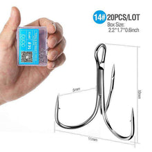 Load image into Gallery viewer, DONQL 20pcs/ Set Treble Fishing Hooks Carbon Steel Barbed Fishhooks Super Sharp Triple Hooks Sea Tackle Accessories with Box - Ole Misc.