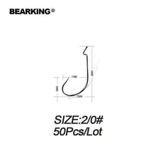 Load image into Gallery viewer, BEARKING 50pcs Per Lot Fishing Soft Lure Worm Hooks High Carbon Steel Wide Super Lock Fishhooks Jerk Hooks Bait Tackle - Ole Misc.