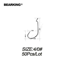 Load image into Gallery viewer, BEARKING 50pcs Per Lot Fishing Soft Lure Worm Hooks High Carbon Steel Wide Super Lock Fishhooks Jerk Hooks Bait Tackle - Ole Misc.