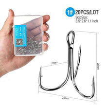 Load image into Gallery viewer, DONQL 20pcs/ Set Treble Fishing Hooks Carbon Steel Barbed Fishhooks Super Sharp Triple Hooks Sea Tackle Accessories with Box - Ole Misc.
