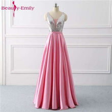 Load image into Gallery viewer, Beauty Emily Sequined A Line Gray Evening Dresses 2019 Long V Neck Formal Evening Gowns Party Prom Formal Party Dresses - Ole Misc.