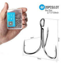 Load image into Gallery viewer, DONQL 20pcs/ Set Treble Fishing Hooks Carbon Steel Barbed Fishhooks Super Sharp Triple Hooks Sea Tackle Accessories with Box - Ole Misc.