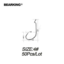 Load image into Gallery viewer, BEARKING 50pcs Per Lot Fishing Soft Lure Worm Hooks High Carbon Steel Wide Super Lock Fishhooks Jerk Hooks Bait Tackle - Ole Misc.