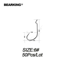Load image into Gallery viewer, BEARKING 50pcs Per Lot Fishing Soft Lure Worm Hooks High Carbon Steel Wide Super Lock Fishhooks Jerk Hooks Bait Tackle - Ole Misc.