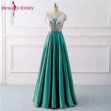 Load image into Gallery viewer, Beauty Emily Sequined A Line Gray Evening Dresses 2019 Long V Neck Formal Evening Gowns Party Prom Formal Party Dresses - Ole Misc.