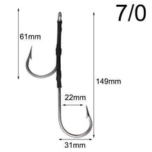 Load image into Gallery viewer, 3pcs Stainless Steel Assist jig fishing Hooks double sharp strong jigging hooks For Sea lure Fishing size 6/0~13/0 - Ole Misc.