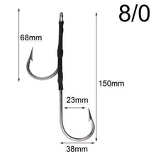 Load image into Gallery viewer, 3pcs Stainless Steel Assist jig fishing Hooks double sharp strong jigging hooks For Sea lure Fishing size 6/0~13/0 - Ole Misc.