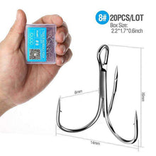 Load image into Gallery viewer, DONQL 20pcs/ Set Treble Fishing Hooks Carbon Steel Barbed Fishhooks Super Sharp Triple Hooks Sea Tackle Accessories with Box - Ole Misc.
