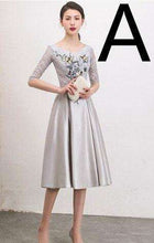 Load image into Gallery viewer, women gray floral pageant tea length bridesmaid ball gown dresses gowns puffy dress under 100 satin dress 2019 for weddings - Ole Misc.