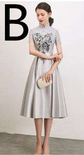 Load image into Gallery viewer, women gray floral pageant tea length bridesmaid ball gown dresses gowns puffy dress under 100 satin dress 2019 for weddings - Ole Misc.