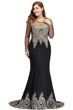 Load image into Gallery viewer, Plus Size Long Evening Dress 2019 Elegant Mermaid Formal Dress Evening Gown Sleeve Lace Applique Robe de Soiree Party Vestidos - Ole Misc.