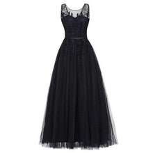 Load image into Gallery viewer, Dressv grey v neck plus size evening dress elegant ball gown sleeveless beading wedding party formal dress evening dresses - Ole Misc.