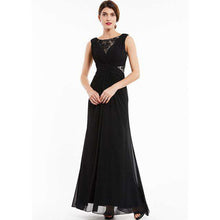 Load image into Gallery viewer, Dressv black lace scoop neck long evening dress sleeveless cheap wedding party formal dress a line evening dresses - Ole Misc.