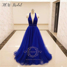 Load image into Gallery viewer, Exquisite Royal Blue Diamond Evening Dress 2019 Real Photos V Neck Backless A Line High Quality Long Formal Dresses Customize on AliExpress - 11.11_Double 11_Singles' Day - Ole Misc.