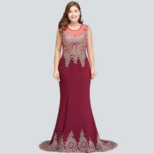 Load image into Gallery viewer, Plus Size Long Evening Dress 2019 Elegant Mermaid Formal Dress Evening Gown Sleeve Lace Applique Robe de Soiree Party Vestidos - Ole Misc.