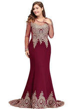 Load image into Gallery viewer, Plus Size Long Evening Dress 2019 Elegant Mermaid Formal Dress Evening Gown Sleeve Lace Applique Robe de Soiree Party Vestidos - Ole Misc.