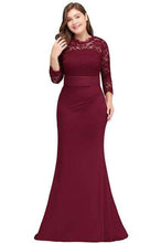 Load image into Gallery viewer, Plus Size Long Evening Dress 2019 Elegant Mermaid Formal Dress Evening Gown Sleeve Lace Applique Robe de Soiree Party Vestidos - Ole Misc.