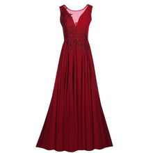 Load image into Gallery viewer, Dressv peach long evening dress cheap scoop sleeveless a line zipper up wedding party formal dress appliques evening dresses - Ole Misc.
