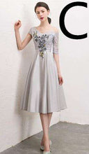 Load image into Gallery viewer, women gray floral pageant tea length bridesmaid ball gown dresses gowns puffy dress under 100 satin dress 2019 for weddings - Ole Misc.