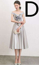 Load image into Gallery viewer, women gray floral pageant tea length bridesmaid ball gown dresses gowns puffy dress under 100 satin dress 2019 for weddings - Ole Misc.