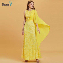 Load image into Gallery viewer, Dressv daffodil long evening dress cheap scoop neck lace appliques sheath wedding party formal dress evening dresses - Ole Misc.