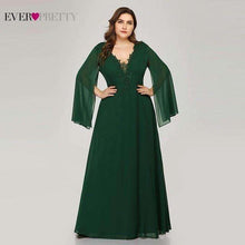 Load image into Gallery viewer, Plus Size Green Evening Dresses Ever Pretty EZ07948 A Line V Neck Appliques Elegant Women Formal Dresses For Party Abendkleider - Ole Misc.