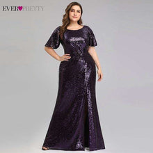 Load image into Gallery viewer, Plus Size Dark Purple Mermaid Evening Dresses Long Ever Pretty EP00928DP O Neck Sequined Elegant Formal Dresses Robe De Soiree - Ole Misc.