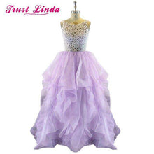 Load image into Gallery viewer, Real Sample A line Prom Dresses Vestido de Formatura Longo Women Sexy See Through Top Pageant Dresses Sparkly Evening Party Gown - Ole Misc.