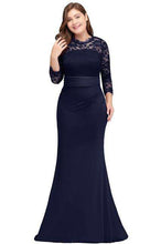 Load image into Gallery viewer, Plus Size Long Evening Dress 2019 Elegant Mermaid Formal Dress Evening Gown Sleeve Lace Applique Robe de Soiree Party Vestidos - Ole Misc.