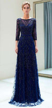 Load image into Gallery viewer, Champagne Mermaid Evening Dresses Elegant O Neck Three Quarter Sleeves robe de soiree Beaded Long Gowns Formal Party Dress 2019 - Ole Misc.