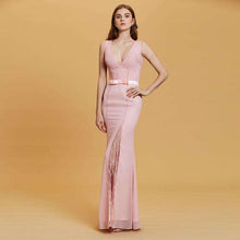 Load image into Gallery viewer, Dressv peach long evening dress cheap scoop sleeveless a line zipper up wedding party formal dress appliques evening dresses - Ole Misc.