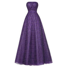 Load image into Gallery viewer, Dressv dark royal blue strapless long evening dress cheap beading lace wedding party formal dress a line evening dresses - Ole Misc.