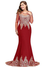 Load image into Gallery viewer, Plus Size Long Evening Dress 2019 Elegant Mermaid Formal Dress Evening Gown Sleeve Lace Applique Robe de Soiree Party Vestidos - Ole Misc.