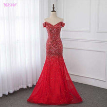 Load image into Gallery viewer, Off Shoulder Red Mermaid Evening Dress 2019 Formal Dresses Evening Gown Competition Robe de Soiree Sequin Beading Tulle YQLNNE - Ole Misc.