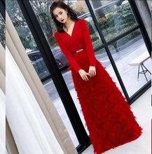 Load image into Gallery viewer, weiyin Wiine Red Evening Dress 2019 Elegant Lace Evening Gowns Long Formal Evening Dress Styles Women Prom Party Dresses WY1341 - Ole Misc.