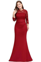 Load image into Gallery viewer, Plus Size Long Evening Dress 2019 Elegant Mermaid Formal Dress Evening Gown Sleeve Lace Applique Robe de Soiree Party Vestidos - Ole Misc.