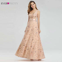 Load image into Gallery viewer, Robe De Soiree Ever Pretty Rose Gold Evening Dresses Long A Line V Neck Bow Sashes Elegant Formal Party Dresses Abendkleider - Ole Misc.