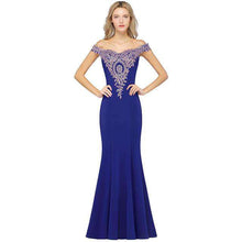 Load image into Gallery viewer, Royal Blue Long Evening Dress 2019 Applique Mermaid Formal Dress Evening Gown Off The Shoulder robe de soiree Party Vestidos - Ole Misc.