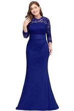 Load image into Gallery viewer, Plus Size Long Evening Dress 2019 Elegant Mermaid Formal Dress Evening Gown Sleeve Lace Applique Robe de Soiree Party Vestidos - Ole Misc.