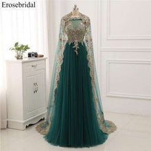 Load image into Gallery viewer, Erosebridal Gold Lace A line Evening Dress Draped Gown Formal Dress Women Elegant with Illuxion Back 7 Color Prom Party Wear - Ole Misc.