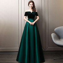 Load image into Gallery viewer, It's YiiYa Evening Dresses Sexy Boat Neck Lace up Prom Formal Dress Elegant Green Backless Pockets Long A line Party Gowns E349 - Ole Misc.