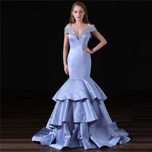 Load image into Gallery viewer, Sexy Satin Evening Dresses Long Beaded Formal Dress Women Elegant Gala Gown Bridal Party Dress V neck Mermaid Evening Dress 2019 - Ole Misc.